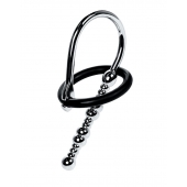 Серебристый уретральный плаг-бусины TOYFA Metal с мягким фиксириющим кольцом - ToyFa - купить с доставкой в Балашихе