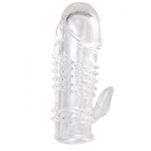 Прозрачная гелевая насадка с шипами и клиторальным отростком - 13 см. - Toyfa Basic - в Балашихе купить с доставкой