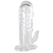 Прозрачная гелевая насадка с клиторальным отростком - 13 см. - Toyfa Basic - в Балашихе купить с доставкой