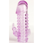 Закрытая фиолетовая насадка с 2 отростками - 13 см. - Toyfa Basic - в Балашихе купить с доставкой