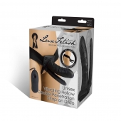 Полый страпон с двумя отростками и вибрацией Unisex Vibrating Hollow Strap-On Double Penetrating Dildo - 17,8 см. - Lux Fetish - купить с доставкой в Балашихе