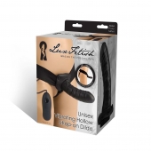Чёрный полый страпон с вибрацией Unisex Vibrating Hollow Strap-On - 14 см. - Lux Fetish - купить с доставкой в Балашихе