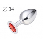 Коническая серебристая анальная втулка с красным кристаллом - 8,2 см. - Anal Jewelry Plug - купить с доставкой в Балашихе