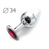 Коническая серебристая анальная втулка с малиновым кристаллом - 8,2 см. - Anal Jewelry Plug - купить с доставкой в Балашихе