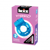 Голубое эрекционное виброкольцо Luxe VIBRO  Кошмар русалки  + презерватив - Luxe - в Балашихе купить с доставкой