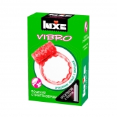 Розовое эрекционное виброкольцо Luxe VIBRO  Поцелуй стриптизёрши  + презерватив - Luxe - в Балашихе купить с доставкой