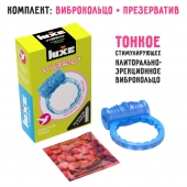Голубое эрекционное виброкольцо Luxe VIBRO  Райская птица  + презерватив - Luxe - в Балашихе купить с доставкой