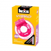 Розовое эрекционное виброкольцо Luxe VIBRO  Ужас Альпиниста  + презерватив - Luxe - в Балашихе купить с доставкой