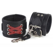 Кожаные наручники с декоративной лаковой шнуровкой - Sitabella - купить с доставкой в Балашихе