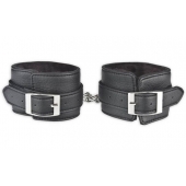 Черные фиксаторы для ног на цепи с мехом внутри - Lux Fetish - купить с доставкой в Балашихе