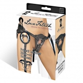 Черные трусики для страпона из патентованной кожи - Lux Fetish - купить с доставкой в Балашихе