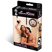 Черные фиксаторы с креплением к двери - Lux Fetish - купить с доставкой в Балашихе