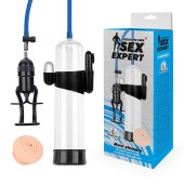 Прозрачная вакуумная вибропомпа Sex Expert с насадкой-вагиной - Sex Expert - в Балашихе купить с доставкой