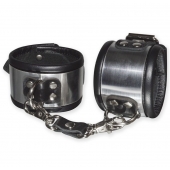 Эффектные серебристо-черные наручники с металлическим блеском - Sitabella - купить с доставкой в Балашихе