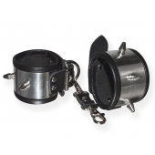 Серебристо-черные наручники с шипами и металлическим блеском - Sitabella - купить с доставкой в Балашихе