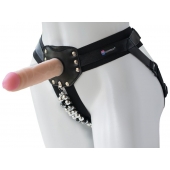 Черный пояс-трусики с насадкой  Гламур Dana  - 15,5 см. - LOVETOY (А-Полимер) - купить с доставкой в Балашихе