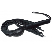 Чёрная кожаная плеть с жесткой ручкой - 63 см. - Sitabella - купить с доставкой в Балашихе