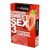 Презервативы для орального секса DOMINO Sweet Sex с ароматом клубничного коктейля  - 3 шт. - Domino - купить с доставкой в Балашихе