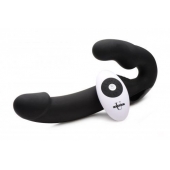 Черный безремневой страпон Urge Silicone Strap On с пультом ДУ - 24 см. - XR Brands - купить с доставкой в Балашихе