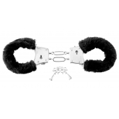 Меховые чёрные наручники Beginner s Furry Cuffs - Pipedream - купить с доставкой в Балашихе