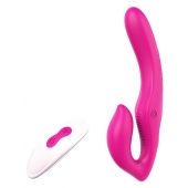 Ярко-розовый безремневой страпон REMOTE DOUBLE DIPPER - 22 см. - Dream Toys - купить с доставкой в Балашихе