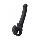 Черный безремневой страпон Silicone Bendable Strap-On M - Strap-on-me - купить с доставкой в Балашихе
