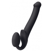 Черный безремневой страпон Silicone Bendable Strap-On M - Strap-on-me - купить с доставкой в Балашихе
