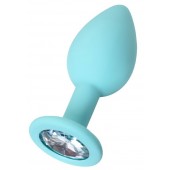 Мятная анальная пробка с прозрачным кристаллом Brilliant - 7 см. - ToyFa - купить с доставкой в Балашихе