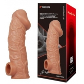 Телесная насадка на фаллос с отверстием для мошонки EXTREME SLEEVE - 17,6 см. - KOKOS - в Балашихе купить с доставкой