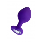 Фиолетовая анальная втулка Diamond Heart с прозрачным кристаллом - 8 см. - ToyFa - купить с доставкой в Балашихе