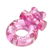 Розовое эрекционное виброкольцо на пенис Pink Bear - Baile - в Балашихе купить с доставкой