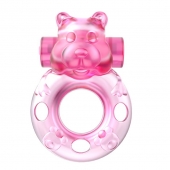 Розовое эрекционное виброкольцо на пенис Pink Bear - Baile - в Балашихе купить с доставкой