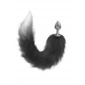 Серебристая анальная пробка с черным хвостом Galaxy - Lola Games - купить с доставкой в Балашихе