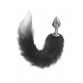 Серебристая анальная пробка с черным хвостом Starlit - Lola Games - купить с доставкой в Балашихе