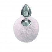 Серебристая анальная пробка с белым пушистым хвостиком Twinkle - Lola Games - купить с доставкой в Балашихе