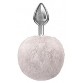 Серебристая анальная пробка с белым пушистым хвостиком Twinkle - Lola Games - купить с доставкой в Балашихе