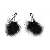 Зажимы на соски с черным пухом Euphoric - Lola Games - купить с доставкой в Балашихе