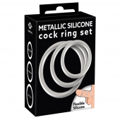 Набор из 3 эрекционных колец под металл Metallic Silicone Cock Ring Set - Orion - в Балашихе купить с доставкой