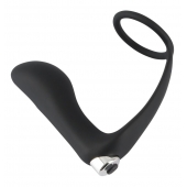 Черное эрекционное кольцо с анальной вибропробкой Vibrating Ring   Plug - Orion - в Балашихе купить с доставкой