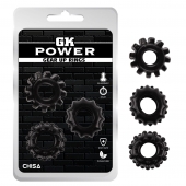 Набор из 3 черных эрекционных колец Gear Up Rings - Chisa - в Балашихе купить с доставкой