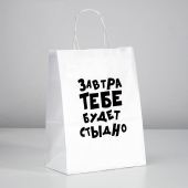 Подарочный пакет  Завтра тебе будет стыдно  - 30 х 24 см. - UPAK LAND - купить с доставкой в Балашихе