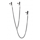 Черные зажимы на соски и клитор на цепочке DELUXE NIPPLE   CLIT CLAMPS - Dream Toys - купить с доставкой в Балашихе