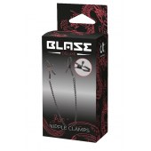 Черные зажимы на соски на цепочке BLAZE DELUXE NIPPLE CLAMPS - Dream Toys - купить с доставкой в Балашихе