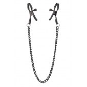 Черные зажимы на соски на цепочке BLAZE DELUXE NIPPLE CLAMPS - Dream Toys - купить с доставкой в Балашихе