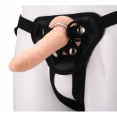 Телесный страпон на черных трусиках STRAP ON REAL DILDO - 20 см. - Dream Toys - купить с доставкой в Балашихе