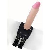 Черный узкий пояс на бедро с телесной насадкой - LOVETOY (А-Полимер) - купить с доставкой в Балашихе