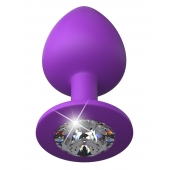 Фиолетовая анальная пробка со стразом Her Little Gem Large Plug - 9,5 см. - Pipedream - купить с доставкой в Балашихе