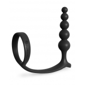 Черная анальная цепочка с эрекционным кольцом Ass-gasm Cockring Anal Beads - Pipedream - в Балашихе купить с доставкой