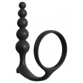 Черная анальная цепочка с эрекционным кольцом Ass-gasm Cockring Anal Beads - Pipedream - в Балашихе купить с доставкой