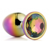 Голографическая анальная втулка с радужным кристаллом - 7,1 см. - Dream Toys - купить с доставкой в Балашихе